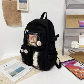 Women's Travel Backpack Women's Multi-Pocket Waterproof College School Bag Transparent Bag Large Capacity Laptop Backpack Reinforcement (Color: black)