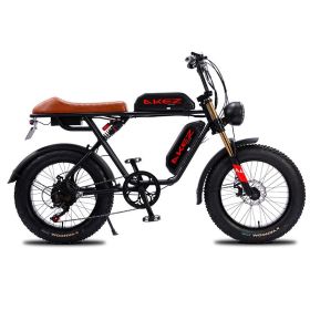 AKEZ S1 750W 48V 20 Inch Flat Tire Electirc Bicycle (BATTERY: 26AH, Color: black)
