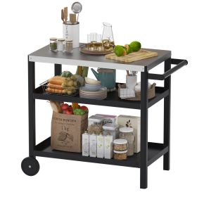 Patio Grill carts & Moveable kitchen island (Color: black)